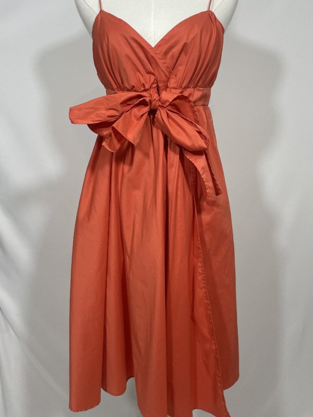 Diane von Furstenberg Terracotta Cotton Poplin Tie-Front Mini Dress Size 6